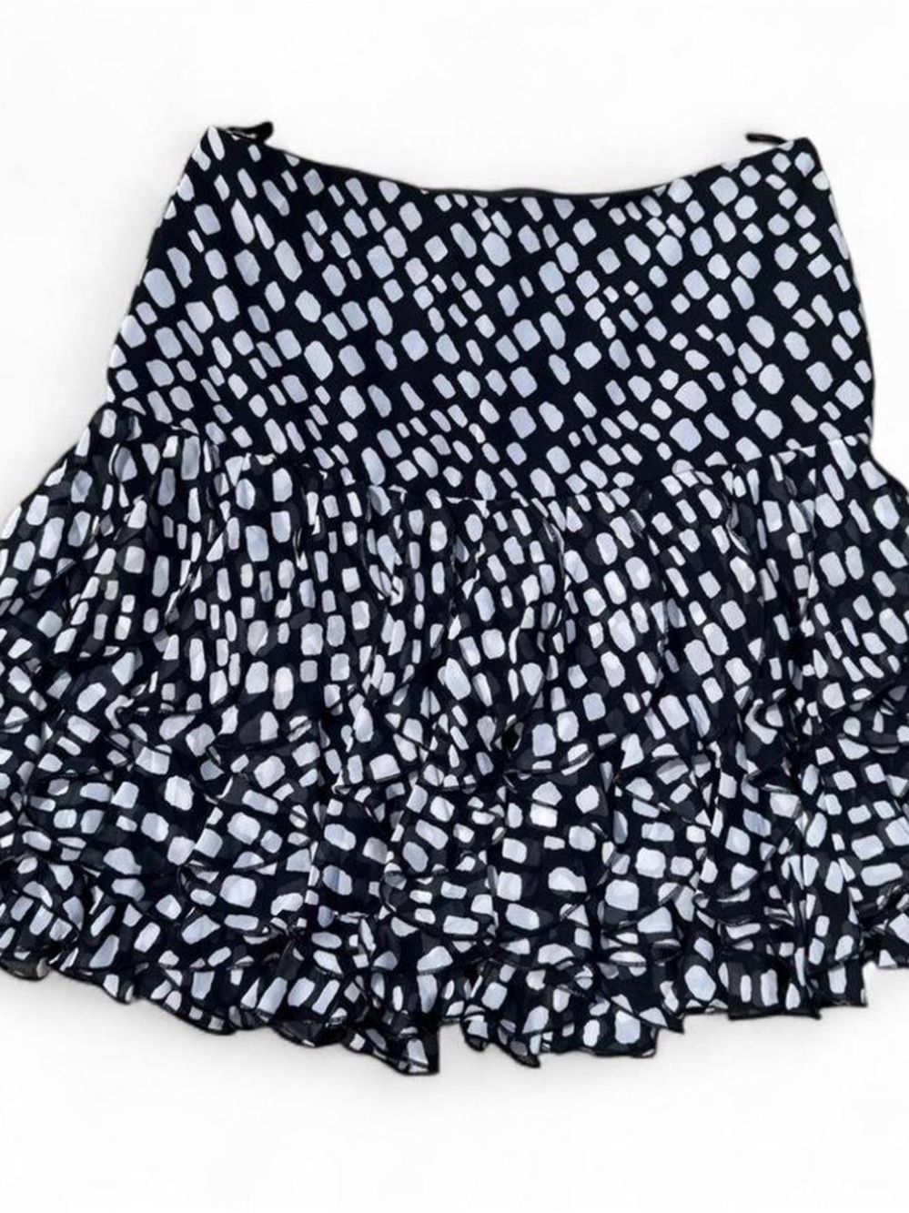 WHBM Black & White print Ruffle Skirt